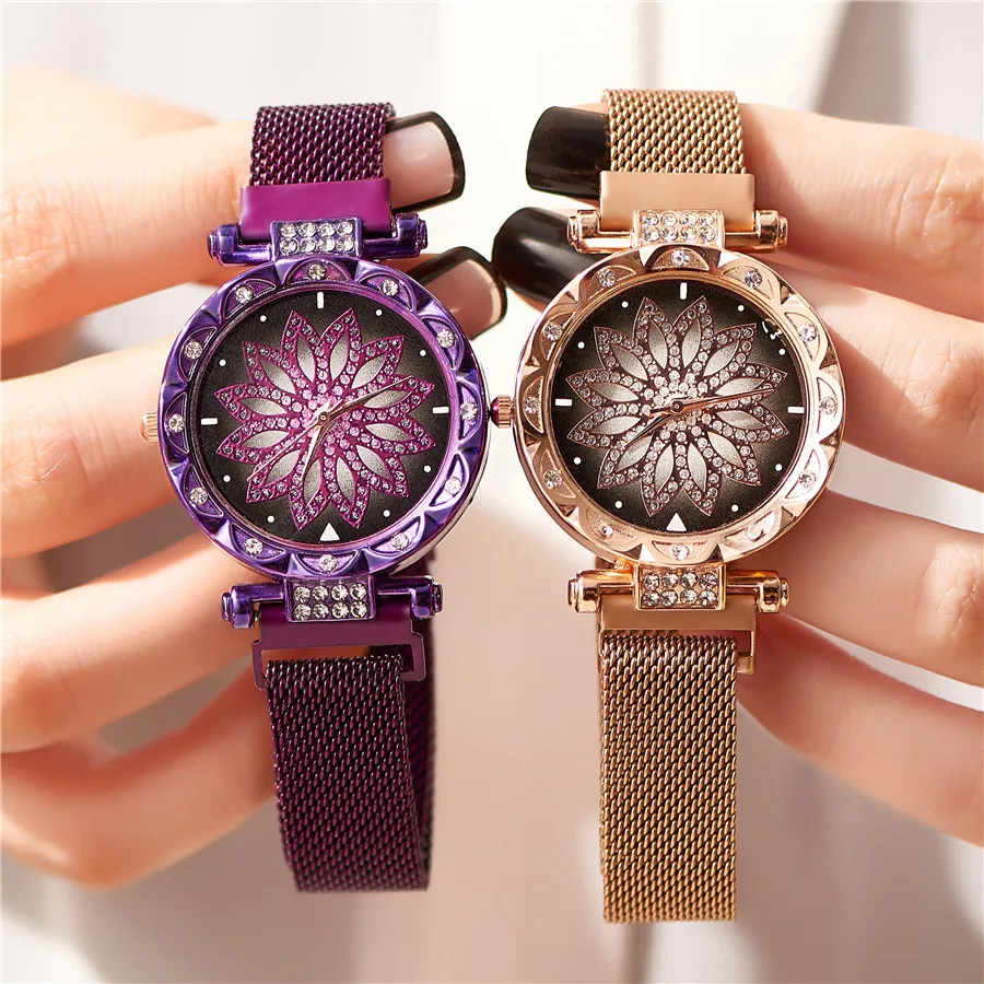 

Fashion Diamond Set Fortunes Quartz Bracelet Watch Star WOMEN'S Watch Magnet Milan Mesh Belt Watch Couples Women's