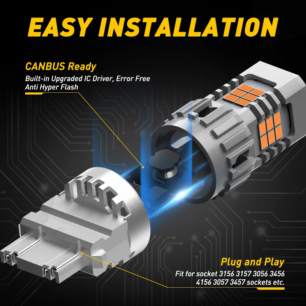 2 шт. P27/7 Вт 3157 светодиодный Canbus Error Free нет Hyper вспышка Поворотная сигнальная лампа T25 3156 P27W автомобиля огней хрустальная люстра 12V