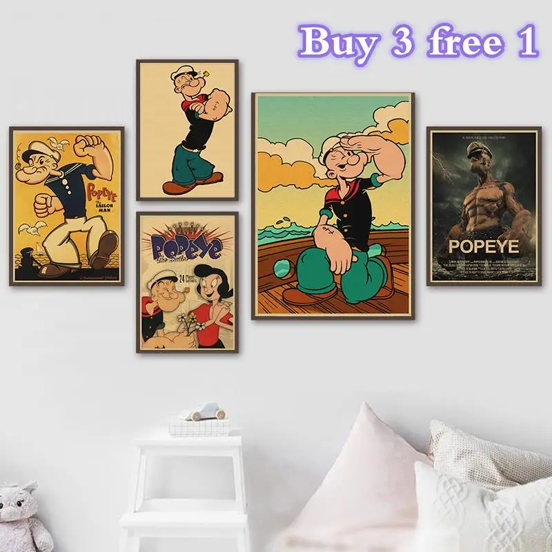 Popeye Сейлор Винтаж крафт бумага классический постер кино журнал художественное