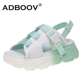 

ADBOOV 2020 New Buckle Sandals Women Shoes Fashion Summer Platform Flat Sandals Ladies