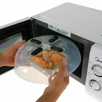 

Hot Food Splatter Microwave Anti-Spray Cover Microwave Guard Hover Anti-Sputtering Cover with Steam Vents /BY
