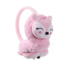 Милые Мультяшные лисички, Зимние теплые наушники, плюшевые, утолщенные, хлопковые, для женщин, девочек, мальчиков, теплые наушники, защита ушей