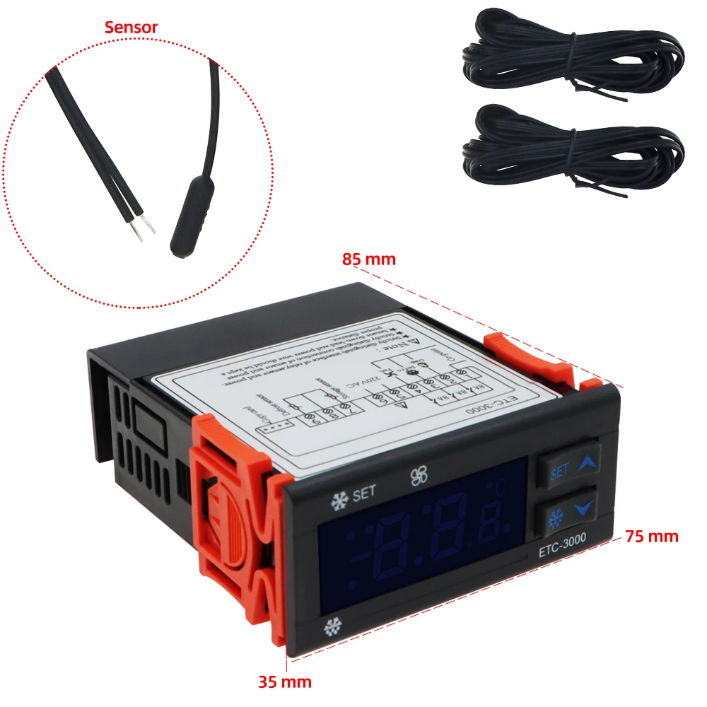 ETC-3000 Mini Digital Temperature Controller Refrigerator Thermostat
