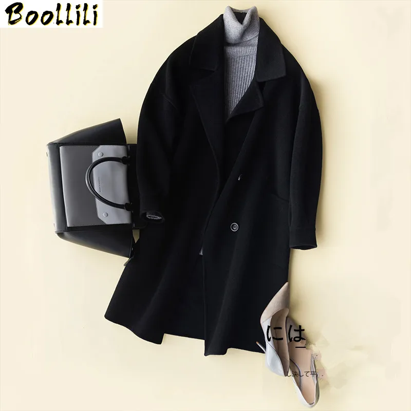 

Boollili 2020 New Fashion Winter Jacket Women Cashmere Coats Elegant Slim 100% Wool Coat Female Spring casaco feminino
