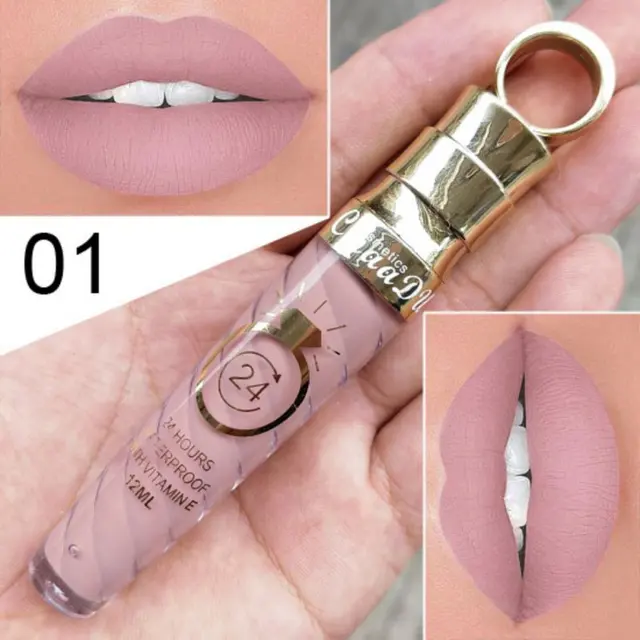 20 Colors High Volume Misty Waterproof Long Lasting Matte+Shimmer Lipstick Mental Beauty Shimmer Metal Lip Gloss Lip Glaze 1