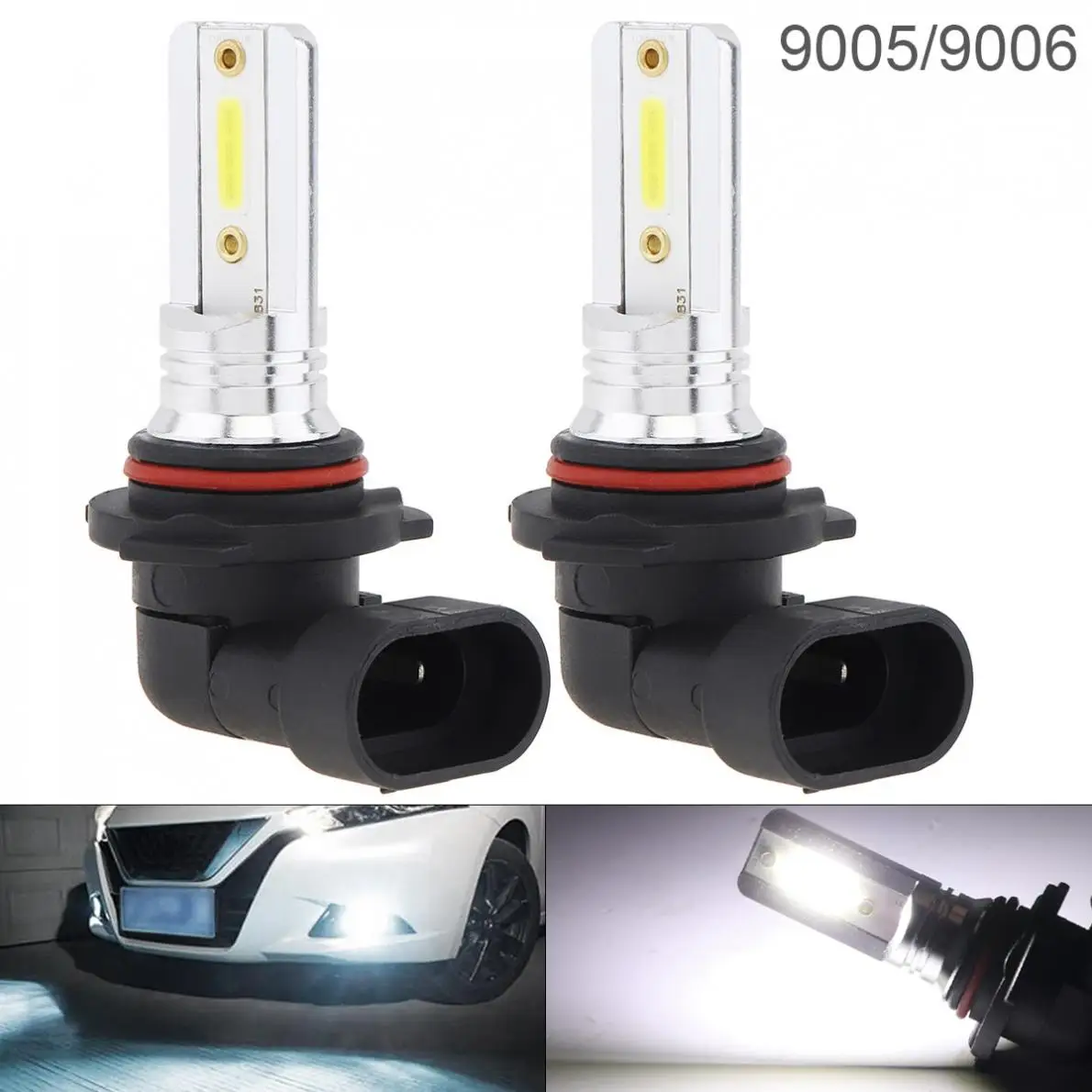 2 шт. 12V 9005 9006 COB SMD светодиодный Противотуманные фары Дневные Фары Светильник 1200LM 6500 K-7500 K белый, вождения, бега, противотуманные фары Дневные Фары Лампы авто светильник лампы