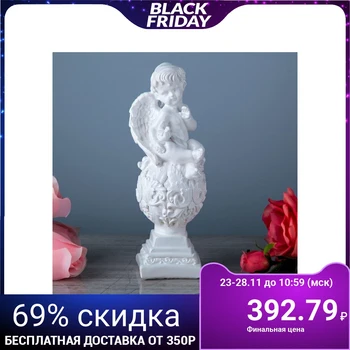 

Figurine "Angel on a ball with a dove" white, 29 cm