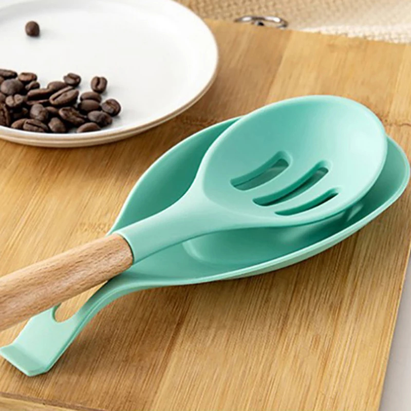 1PC Silicone Wood Turner Soup Spoon Spatula Brush Scraper Pasta Server Egg Beater Kitchen Cooking Tools Kitchenware