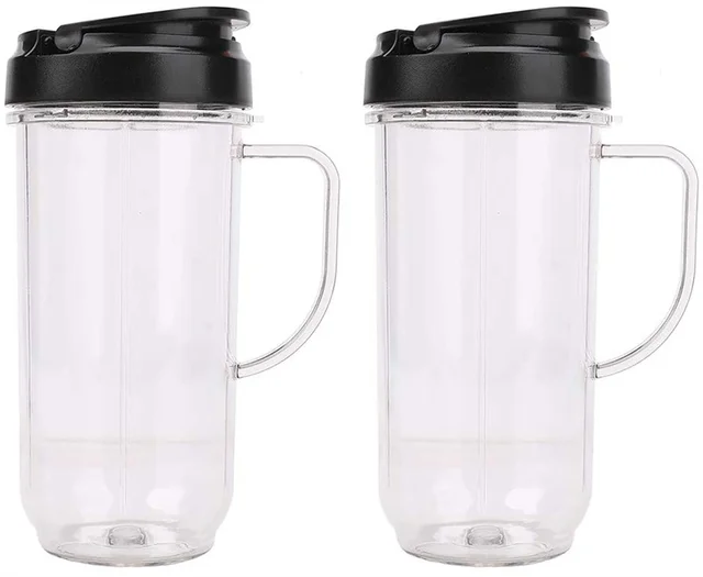 2 Packs 22oz Tall Replacement Blender Cup with 2 Flip Top to Go Lid and Handle Compatible with Magic Bullet Cups Travel Mugs 250W MB1001 Blender