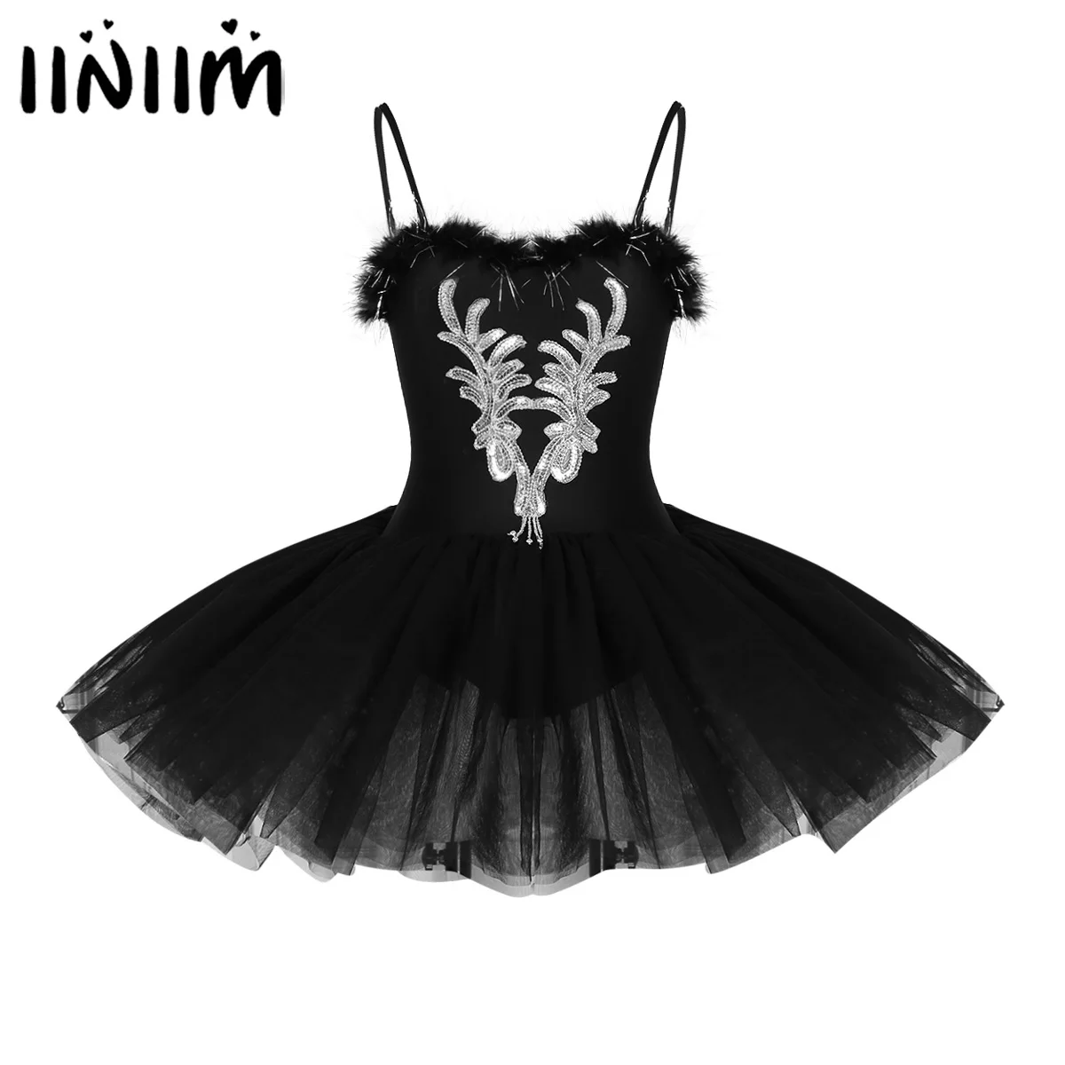 

iiniim Womens Femme Classic Ballet Tutu Dress Swan Ballerina Costumes Adult Sequined Stage Gymnastics Leotard Ballet Dancewear