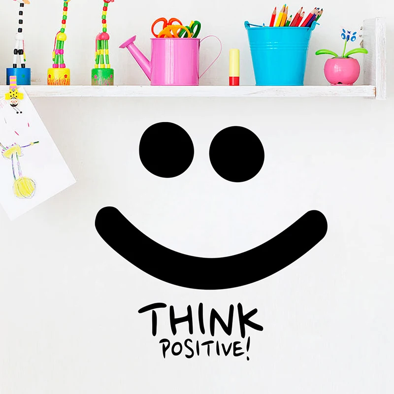Think Positive Smile Wall Decals Motivation Quotes Inspiration Wall Stickers For Home Decor Bedroom Removable Office Art Poster