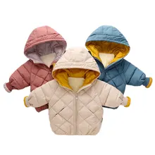 Осенне-зимняя теплая куртка Верхняя одежда для девочек куртки для мальчиков модные куртки для маленьких девочек детская утепленная верхняя одежда с капюшоном детская одежда