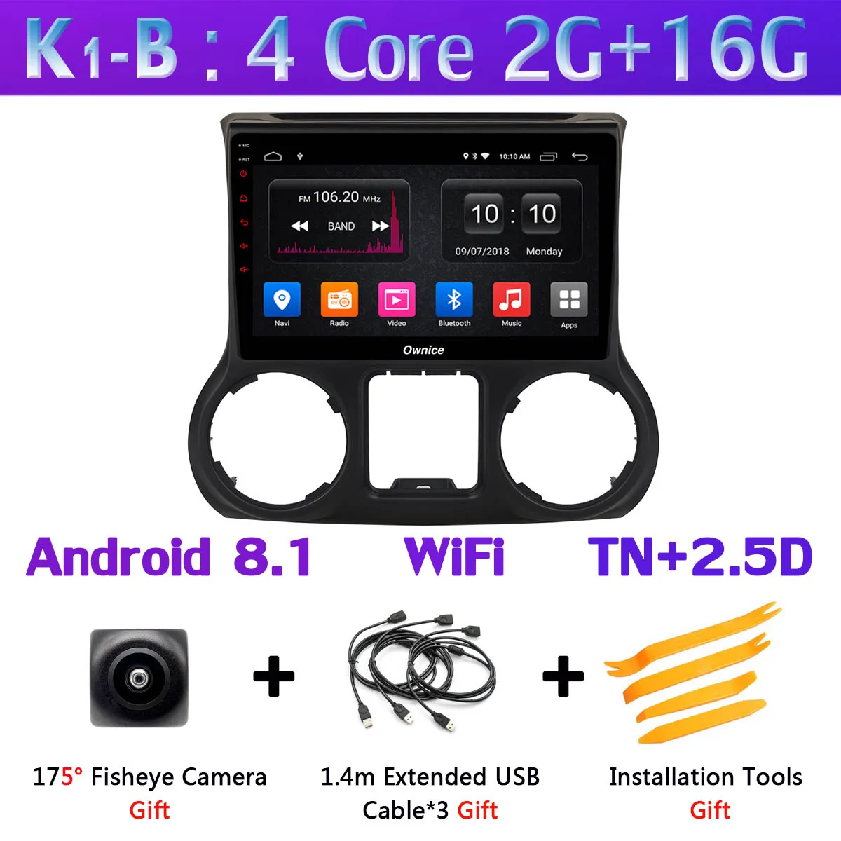 Панорамная камера 360 ° 4G LTE WiFi Android 9,0 4+ 64G gps CarPlay SPDIF DSP автомобильный Радио плеер для Jeep Wrangler 3 JK 2011 - Цвет: K1-B