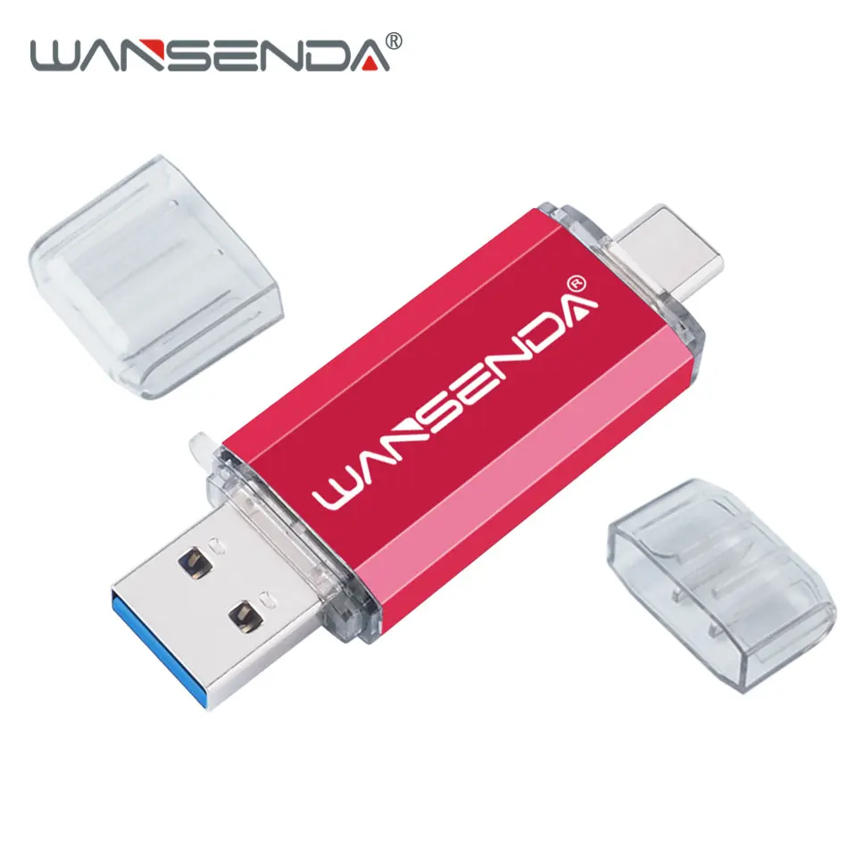 Красный WANSENDA usb 3,0 USB флэш-накопитель OTG 2-в-1 флеш-накопитель 32 Гб 64 Гб 128 ГБ 256 ГБ 512 ГБ флэш-накопитель USB Стик для Тип C Android Системы - Цвет: Красный
