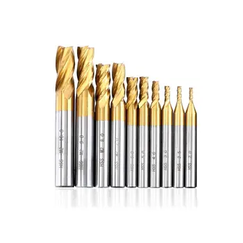 

10pcs 2-10mm Straight Shank 4 Flute End Milling Cutter HSS CNC Drill Bit Cutting