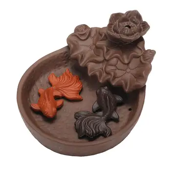 

Creative Home Decor Backflow Stick Incense Burner Ceramic Censer with Mini Gold Fish Home Decoration Use In Home Teahouse