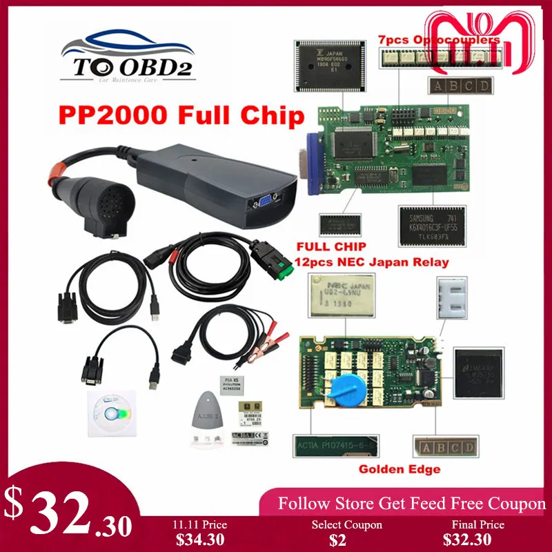 Baratos Envío gratis La Chips 2019 Diagbox V7.83 con 921815C Firmware Lexia3 PP2000 V48 V25 Lexia 3 para Citroen Peugeot Herramienta de diagnóstico