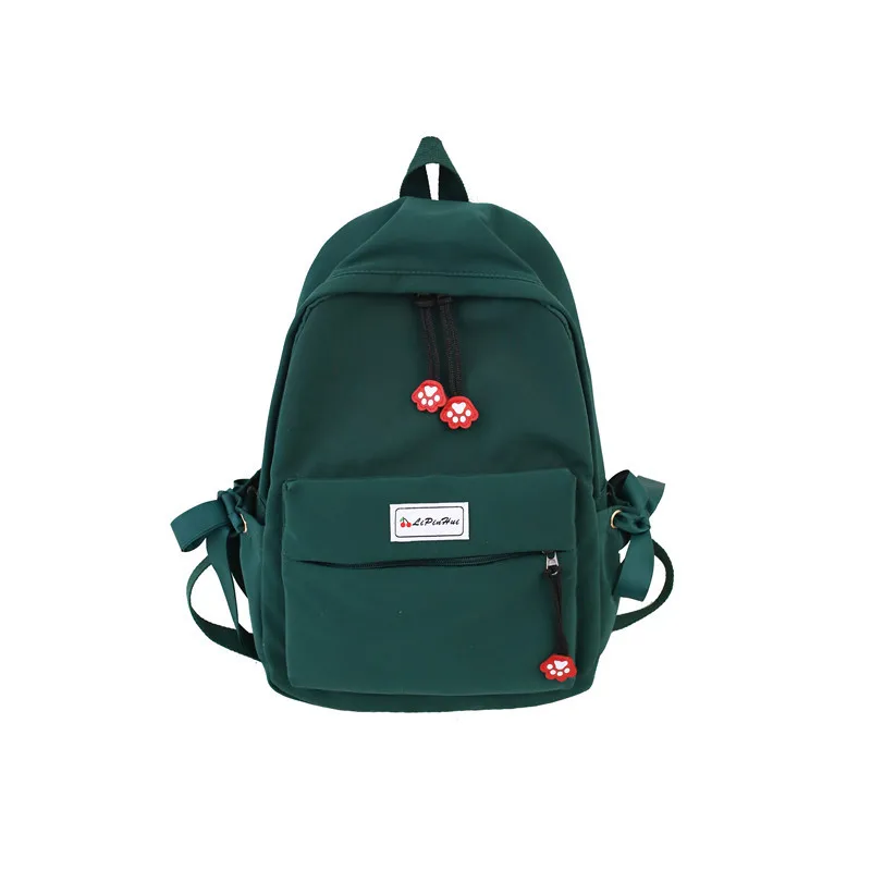 

Creative-Nylon Backpack Solid Color Waterproof shuang bei bao College Style School Bag Korean-style Women's Travel Bag