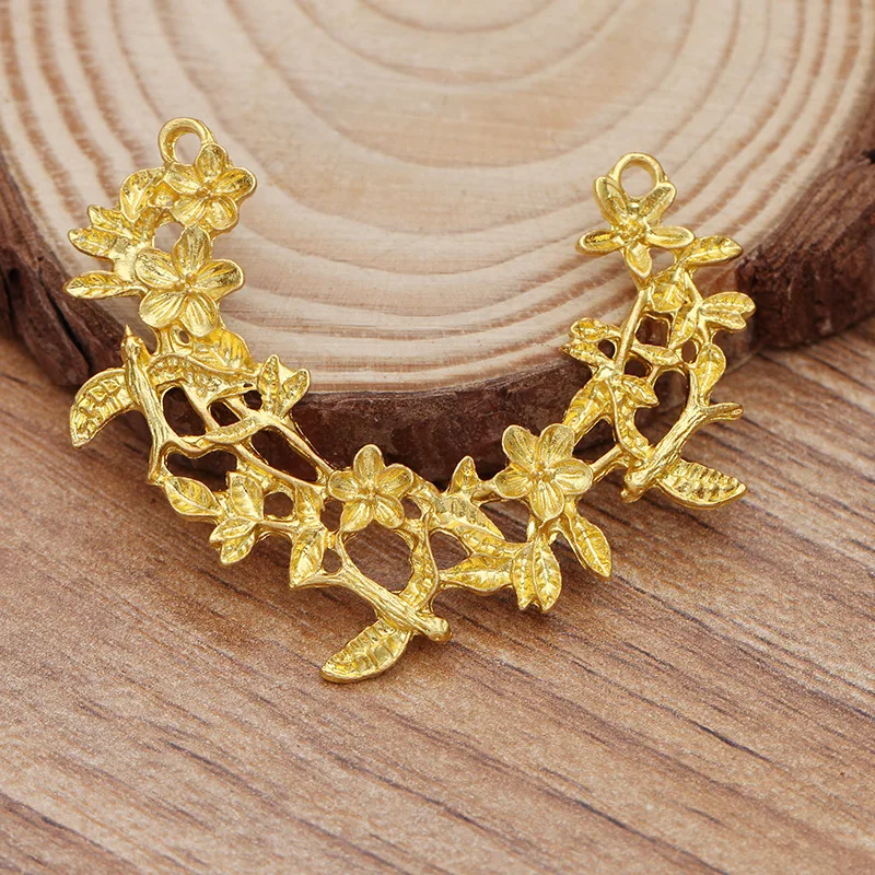 20pcs Zinc Alloy Metal Casted Vine Leaf Branch Flower Pendant Charms