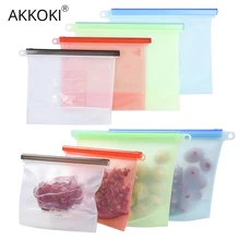 Многоразовые силиконовые пакеты для хранения продуктов, вакуумные чехлы на молнии, пакеты для морозильной камеры, органайзер для упаковки кухонного холодильника