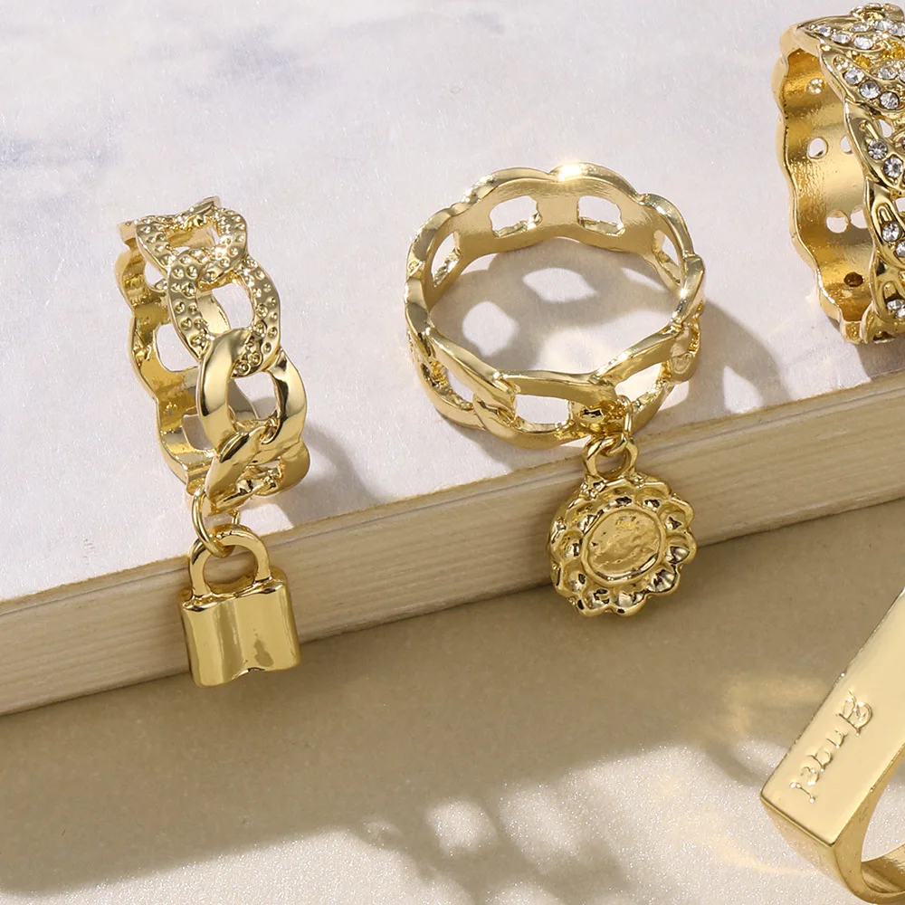 Lock Letter Rings For Women 4 Piece/Set