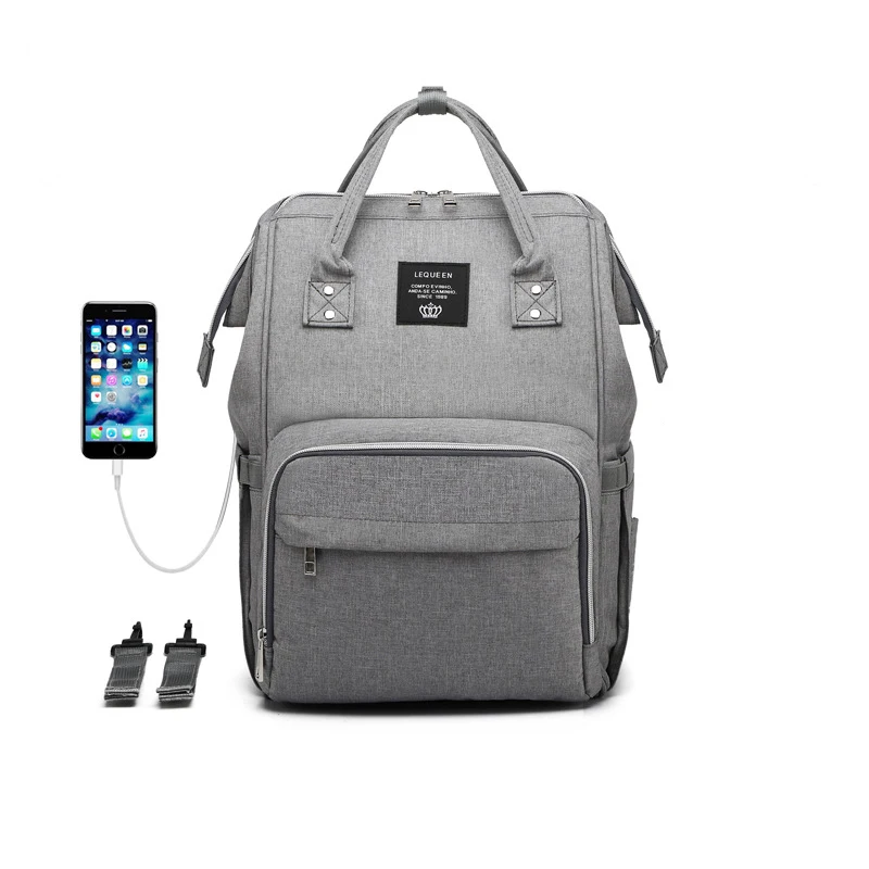 

Lequeen Diaper Bag USB Charging Backpack Multi-functional Stroller Bag Large Capacity Backpack Nursing Baby Mommy Bag Nappy Bag