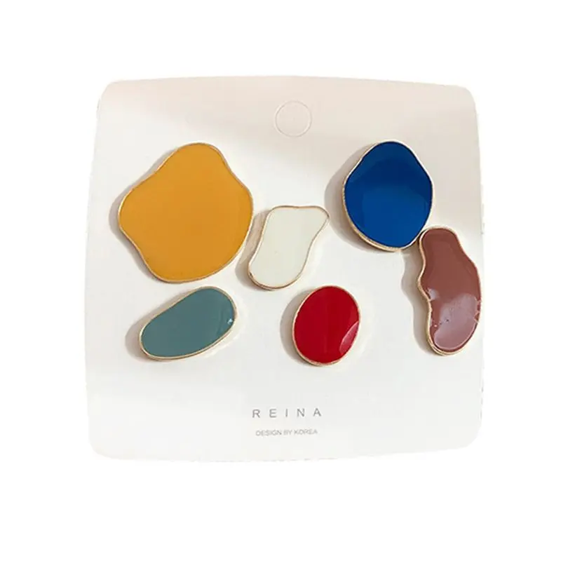 

Colorful Enamel Irregular Geometric Asymmetric Oval Round Stud Earring For Women Y4QB