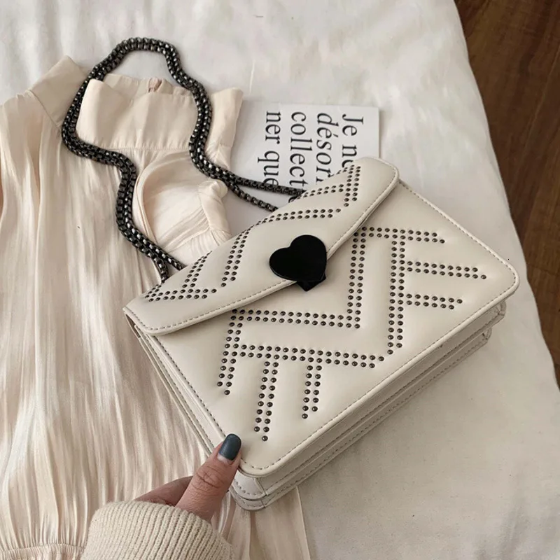 

Female Rivet Crossbody Bags For Women 2020 Leather Luxury Handbag Designer Sling Sac A Main Ladies Hand Shoulder Messenger Bag