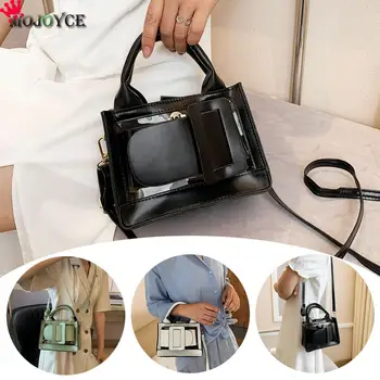 

Chic Women Casual PU Leather Crossbody Handbag Classic Texture Creative Design Lady PVC Splicing Totes Shoulder Bags