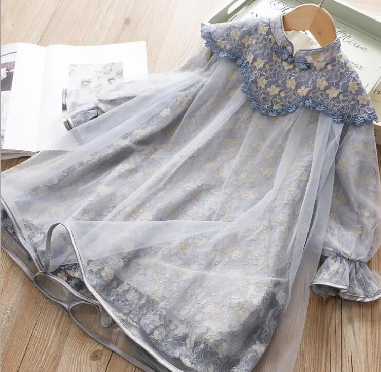 Новинка г.; весенние детские кружевные платья-накидки; элегантная национальная одежда принцессы для девочек; 5 шт/лот;