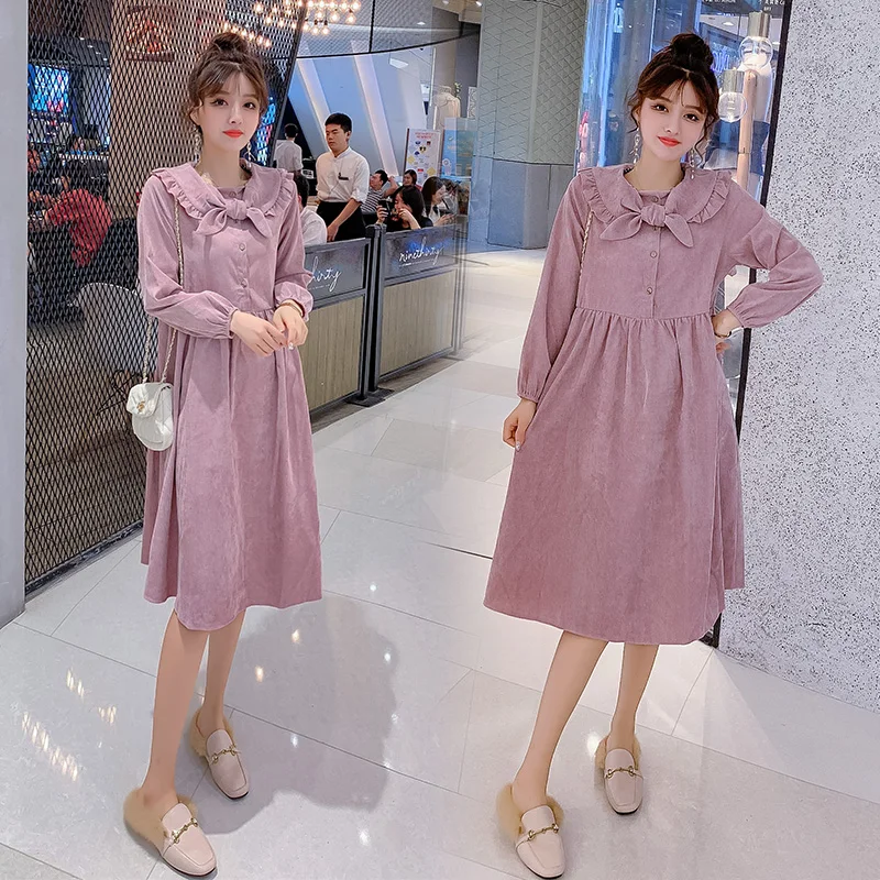 

2019 New Arrive Spring & Autumn Maternity Dress Woman Fashion Style Large Size Dresses Pregnant Woman Clothing MD-01585