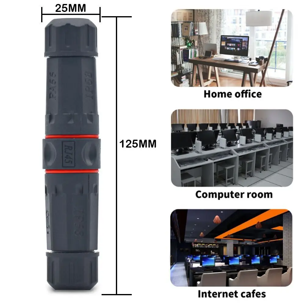 Водонепроницаемый RJ45 Ethernet сетевой кабель разъем провода расширение двойной головкой адаптер
