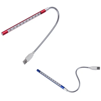 

2 Pcs 10 LED USB Keyboard Light Night Flexible Lamp for Reading Notebook Laptop, Blue & Red