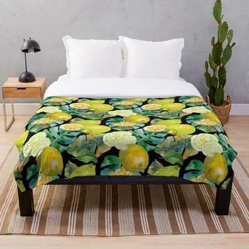 

Citrus Fruit on Black Throw Blanket Soft Sherpa Blanket Bed Sheet Single Knee Blanket Office Nap Blanket