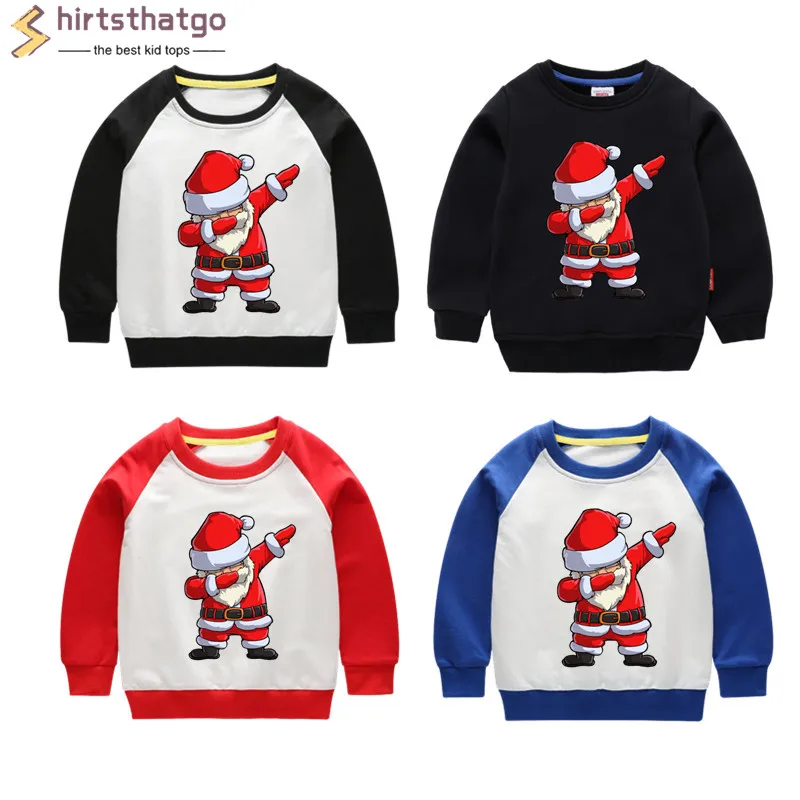 

Little Boy and Girl Merry Christmas Dabbing Santa Pattern Hoodies Sweatshirts Kid Autumn Cotton Pullover Tops Black Friday Gift