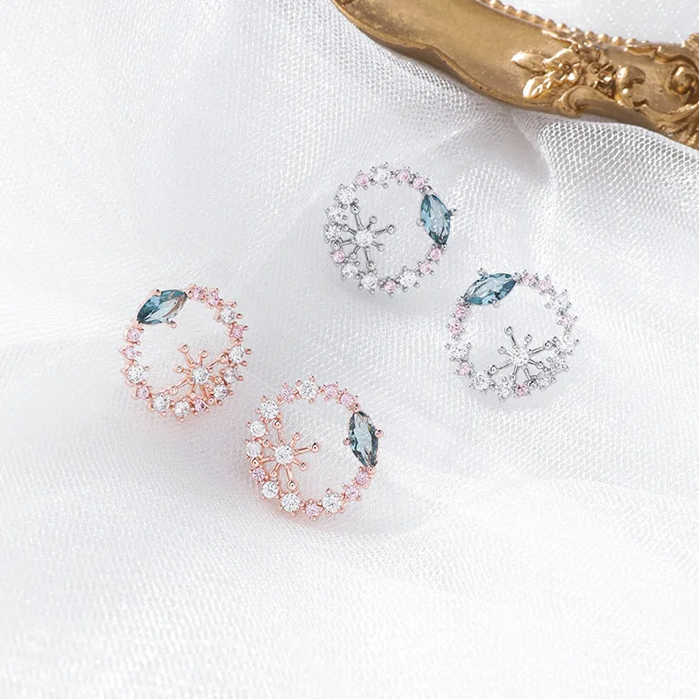 Новинка, корейские цветные стразы, венок, серьги-гвоздики для женщин, милый цветок, кристалл, маленький цирл, Brincos, подарок