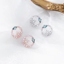 Новинка, корейские цветные стразы, венок, серьги-гвоздики для женщин, милый цветок, кристалл, маленький цирл, Brincos, подарок