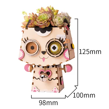 

Manual stereo puzzle Wooden flowerpot with Succulent planter 3d puzzle toys