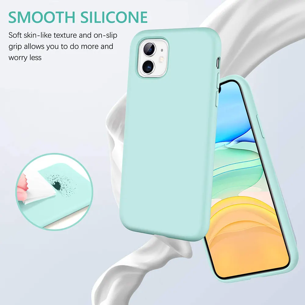Liquid Silicone Case For Apple Iphone 11 Pro Max X Xr Xs 8 Plus 7 6 6s Se 2 Se2 Phone Cover Mint Green No Logo Accessories Fitted Cases Aliexpress