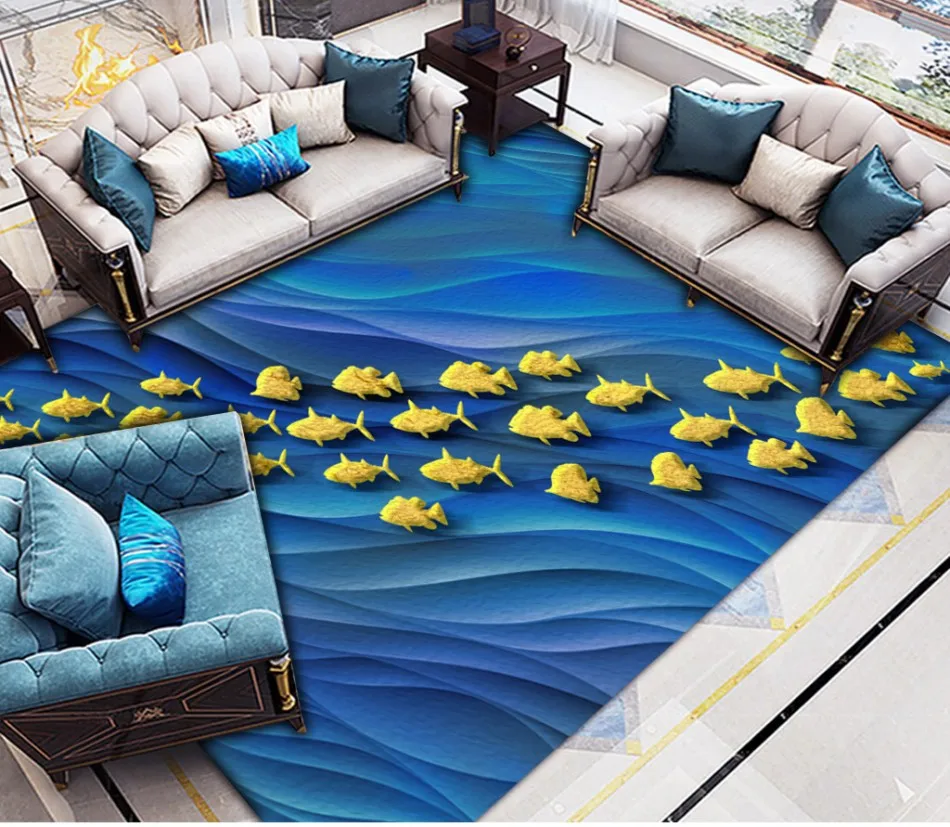 pvc self-adhesive wallpaper Abstract marine Nordic three-dimensional carpet floor