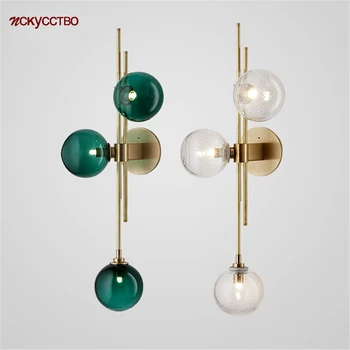 

Nordic Glass Ball 3 Heads Wall Lamp Art Deco Living Room Corridor Led Light Fixture Loft Decor Bedroom Bedside Led Luminaire
