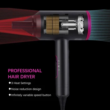 

2000w Hair Dryer High-power Anion Constant Temperature Salon Hairdressing Tool Travel Small Hammer Hair Dryer with 3 Nozzle