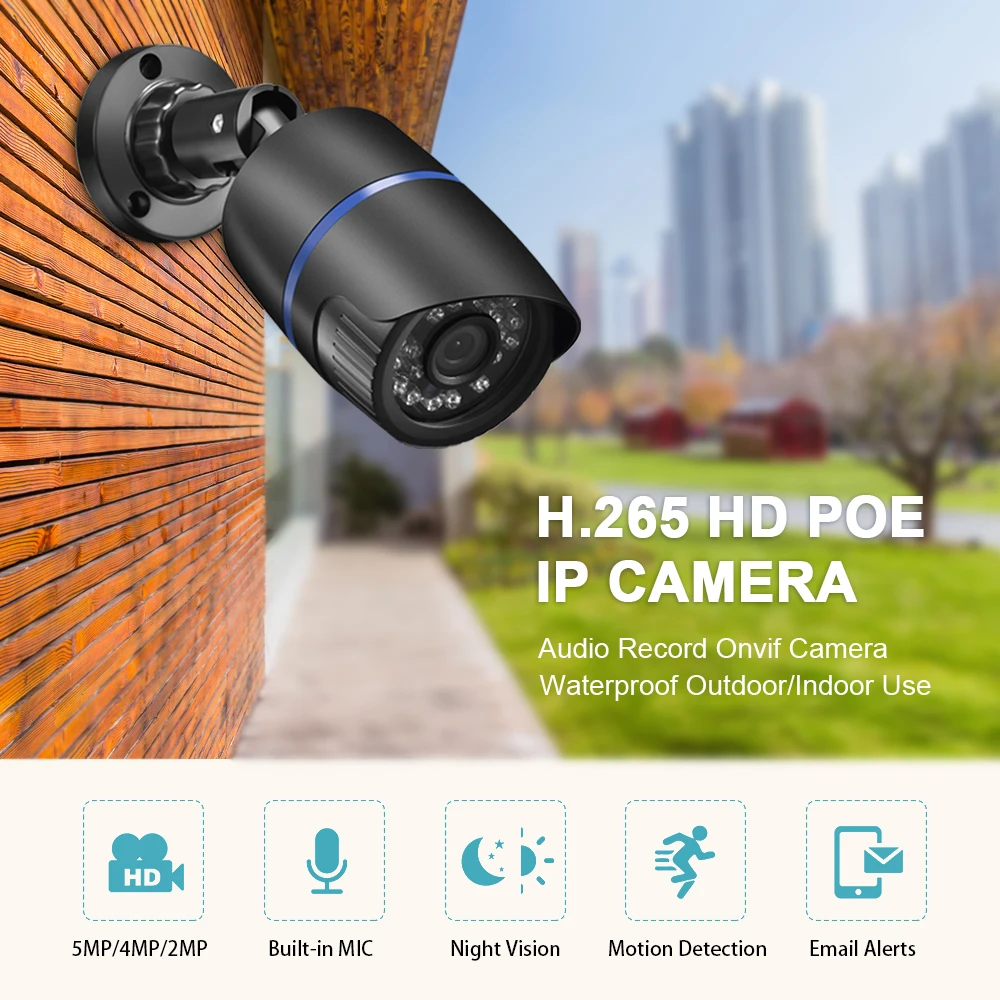 Gadinan 5MP SONY IMX335 Hi3516EV300 4MP аудио POE ip-камера наружная CCTV камера наблюдения ИК светодиоды P2P ONVIF 48 в POE