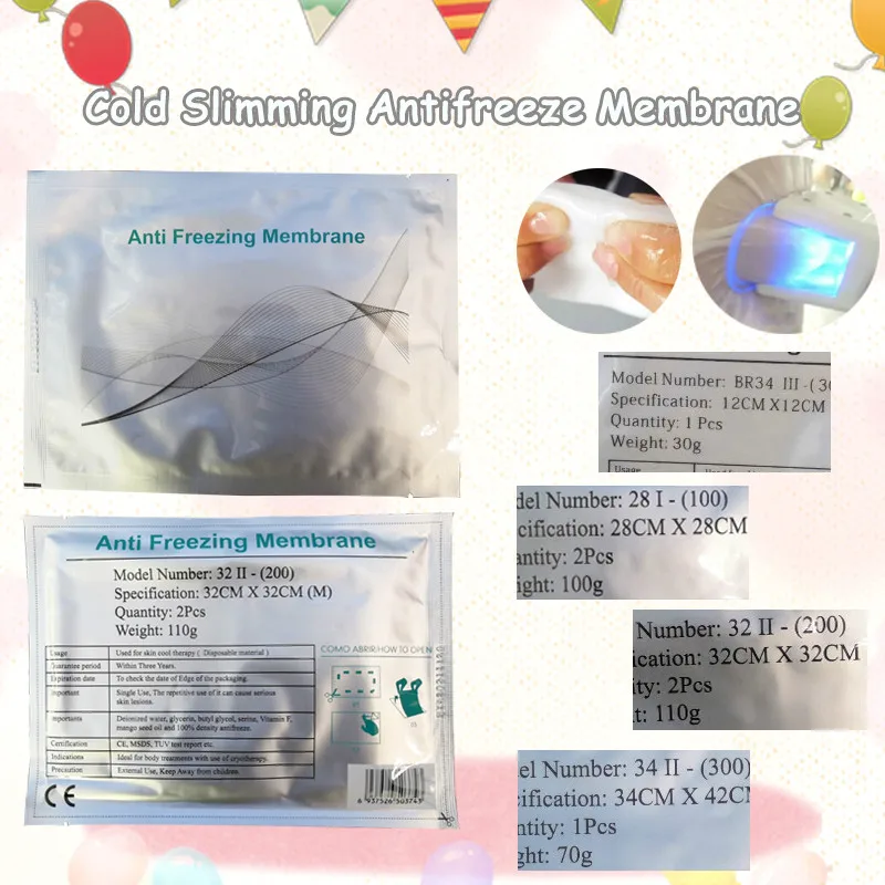 US $249.98 Fress Shipping 100Pcs Anti Freeze Membrane Film Gel Pad Freeze Fat Cooling Weight Reduce Paper Usa