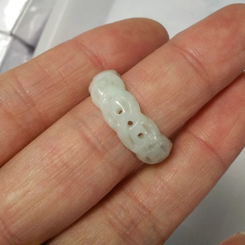 

Wholesale High Quality Natural Burma Jade White Ring Jewelry Fine Jewelry Hand carved hollow Lucky Safety Ring Jewelry