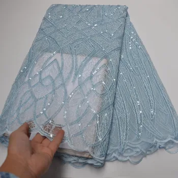 

High Quality Nigerian Tulle Lace Fabrics 2020 Latest African Pure White Sequins French Net Lace Fabric With Sequins Lace Dress
