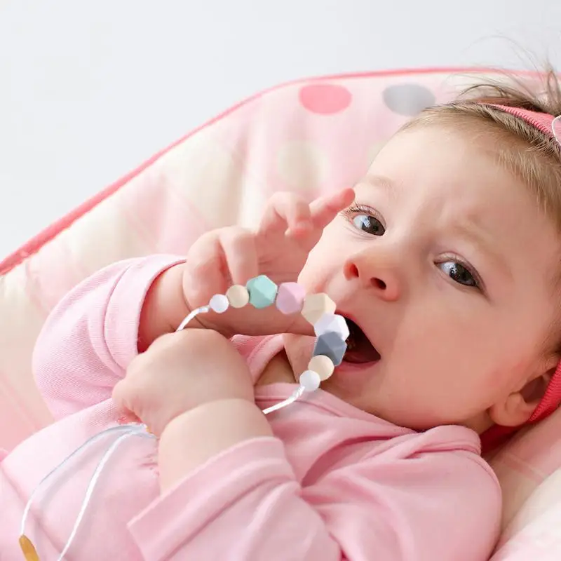Most effective  Wooden Teether Necklace Silicone Chewing Beads Teething Training Pendant Toys Baby Nursing Tools Ki