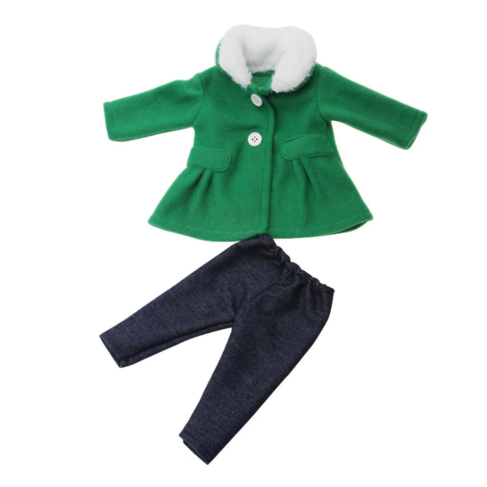 Мини Одежда для куклы-младенца 18 дюймов американская девочка кукла модное зимнее пальто с джинсами брюки Аксессуары Одежда куклы - Цвет: green doll clothes