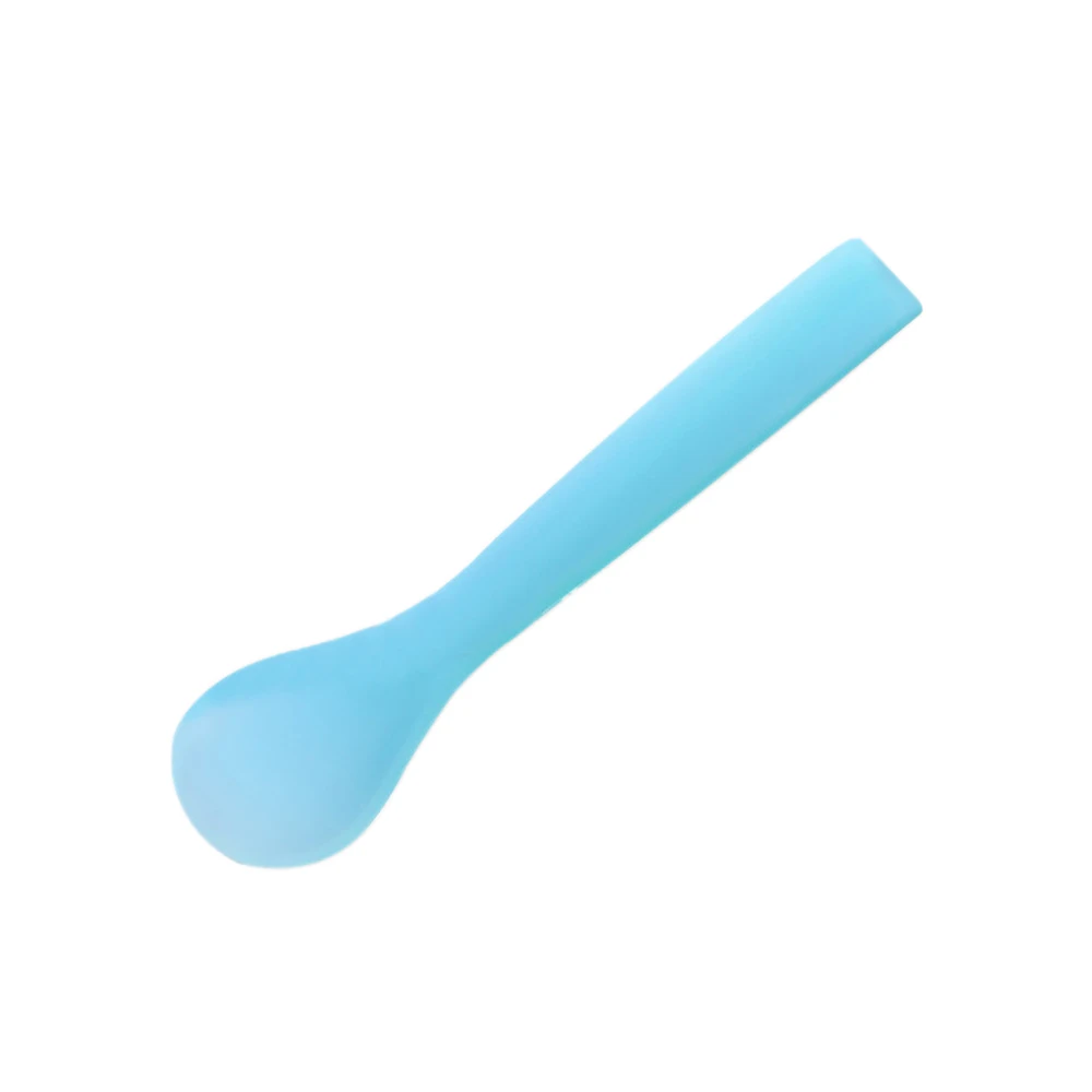 Light Blue Детская силиконовая ложка для еды, анти-обжигающая Пищевая силиконовая ложка, красный/зеленый/розовый/синий/светильник, синяя многоцветная ложка для еды - Цвет: Light Blue