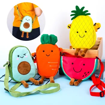 

2020 New Kids Children Cartoon Fruit Shape Students Mobile Phone Money Travel Cross Body Light Weight Small Shoulder Bags